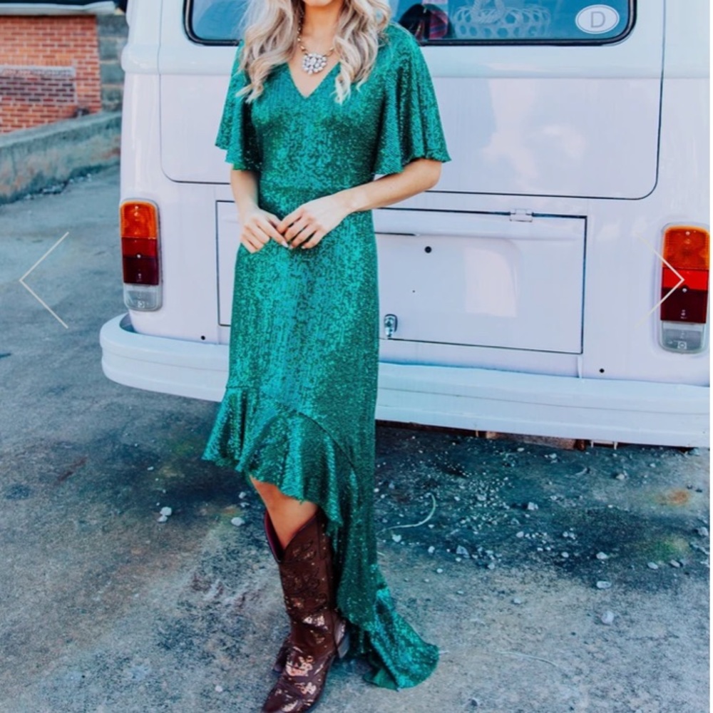 Southern Fried Chics High Low Peacock Dress